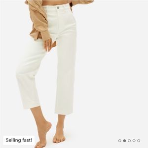 Everlane Cropped Straight Pants in Bone